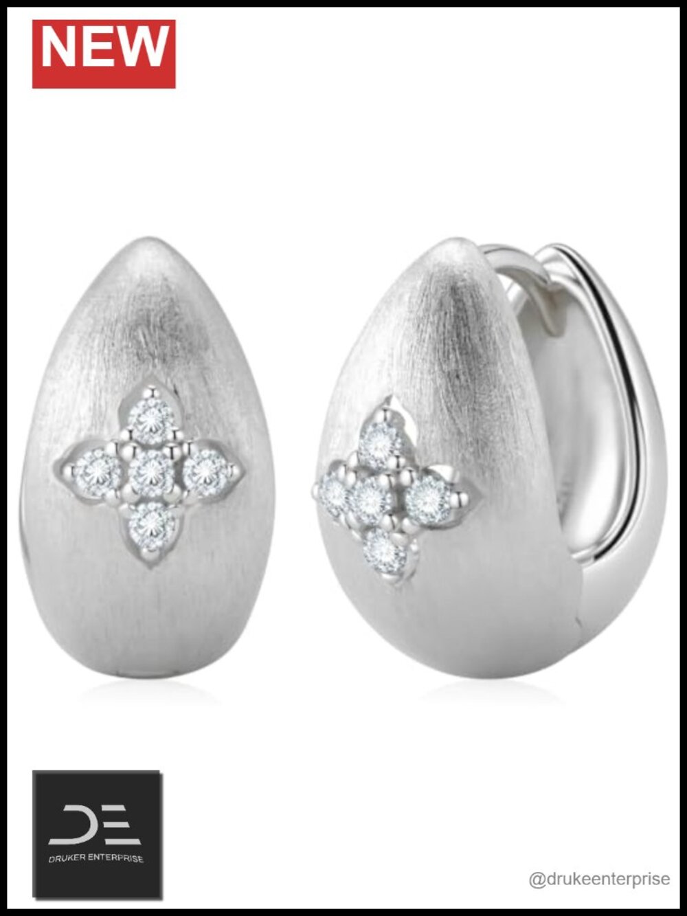 Moissanite Chunky Hoop Earrings for Women, Sterling Silver